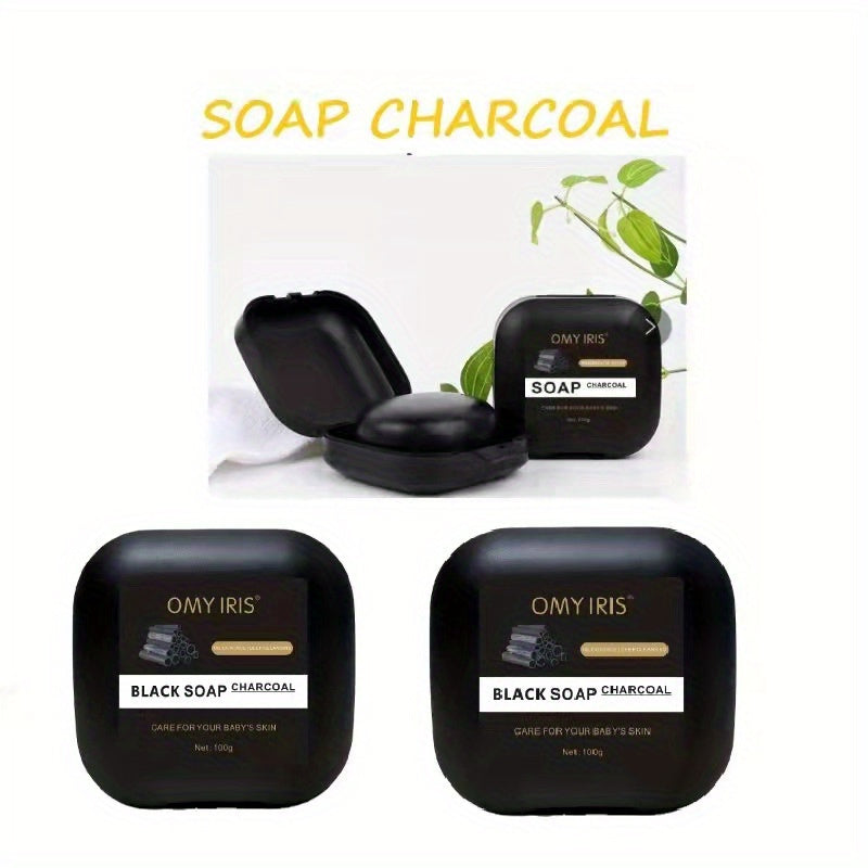 3.53oz Black Soap 100% Pure Face Body Hair Skin Care Deep Cleaning Moisturizing Bamboo Charcoal Black Soap