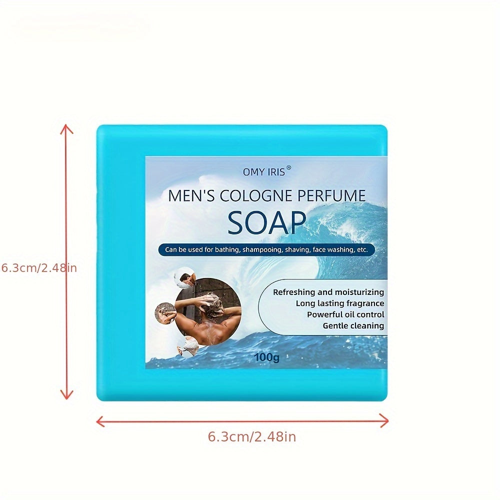 1pc/4pcs, Men's Cologne Perfume Soap, 3.53oz, Natural Handmade, Sea Salt, Moisturizing, Deep Cleansing, Suitable For Bathing, Shaving, And Face Wash, Refreshing Long-Lasting Fragrance, Gentle On Skin