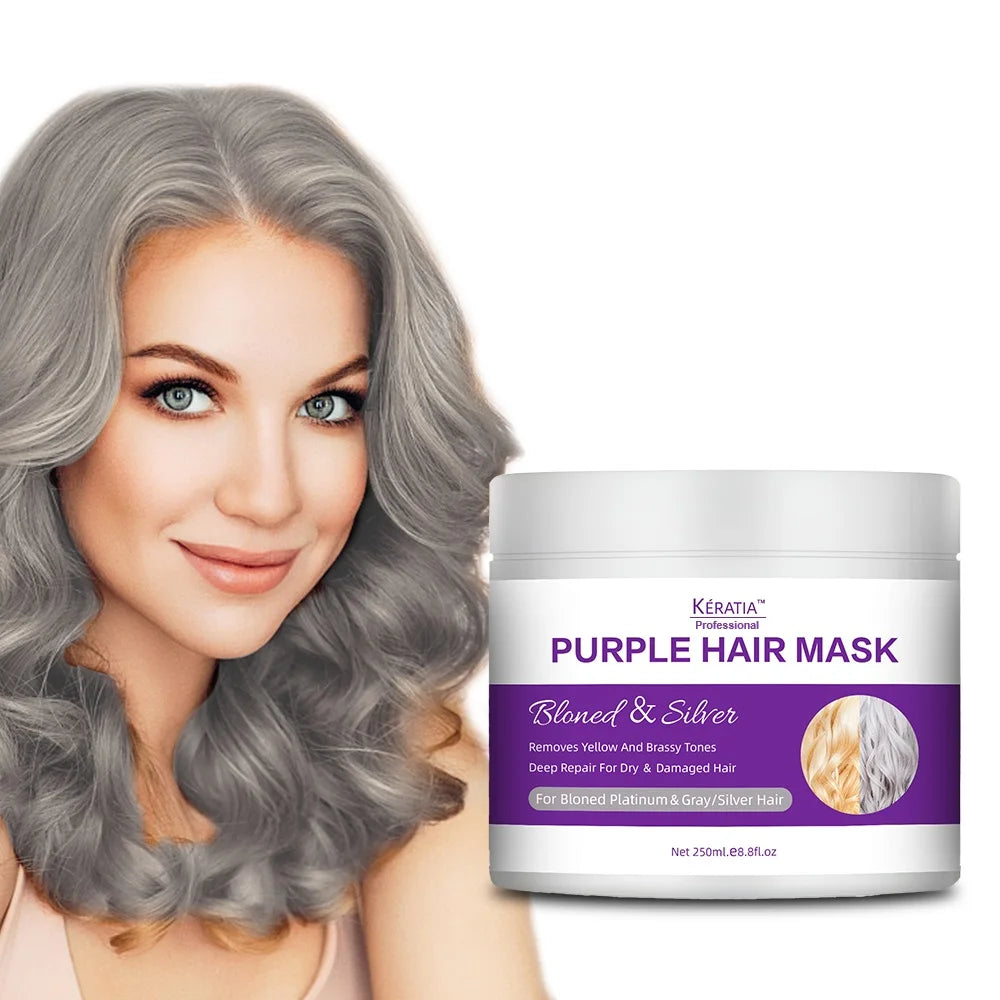 Banish Yellow Hues Reduce Brassiness & Condition Dry Damaged Hair Blonde Platinum & Silver Hair Purple Hair Mask