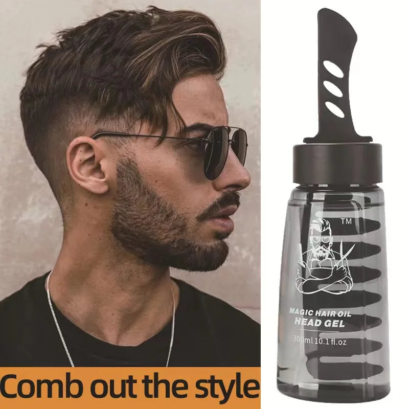 private label mens salon  hair styling gel extra strong hold edge control head gel wax with comb