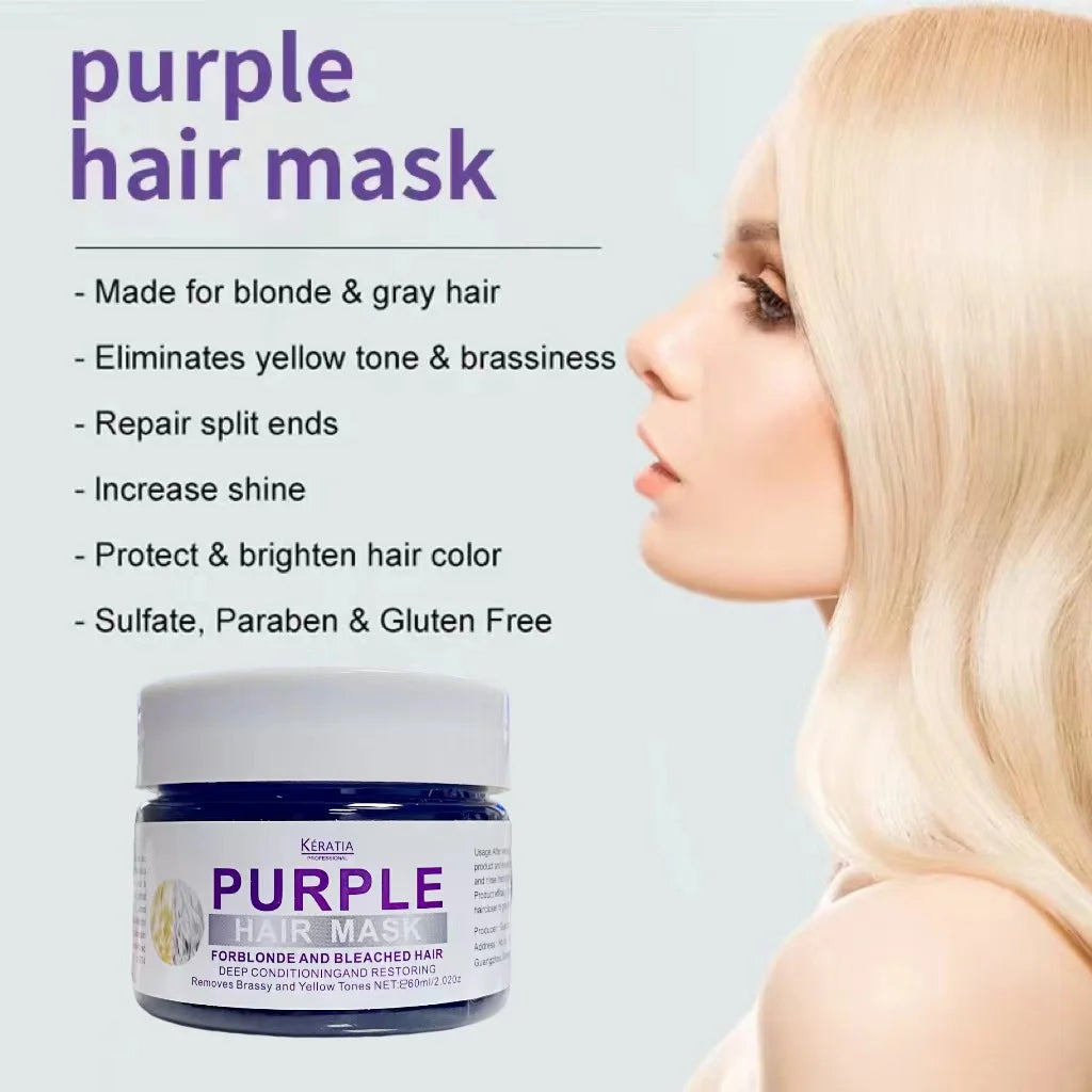 OEM Removes Yellow Brassy Tones Cream Hair Care Products Natural Cruelty Free Purple hair mask