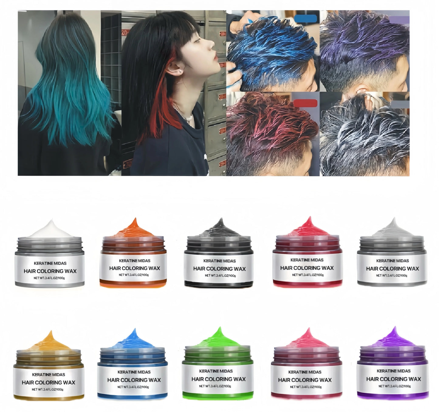 Washable holding colourful hair style 8 colors available Red hair color clay fast change hair colors magic color wax